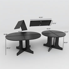 Load image into Gallery viewer, Dining Table For Farmhouse Kitchen Expandable Oval Table Top With Removable Leaf Trestle X Shaped Base - Black
