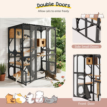 Load image into Gallery viewer, Outdoor Cat Enclosure With Sleeping Houses, Jumping Platforms, Scratching Post
