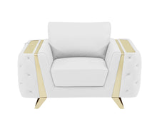 Load image into Gallery viewer, Genuine Leather Club Chair - White And Gold
