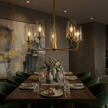 Load image into Gallery viewer, Dazzle - 5 Lights Chandelier With Clear Seeded Satin - Antique Brass / Clear / Gold
