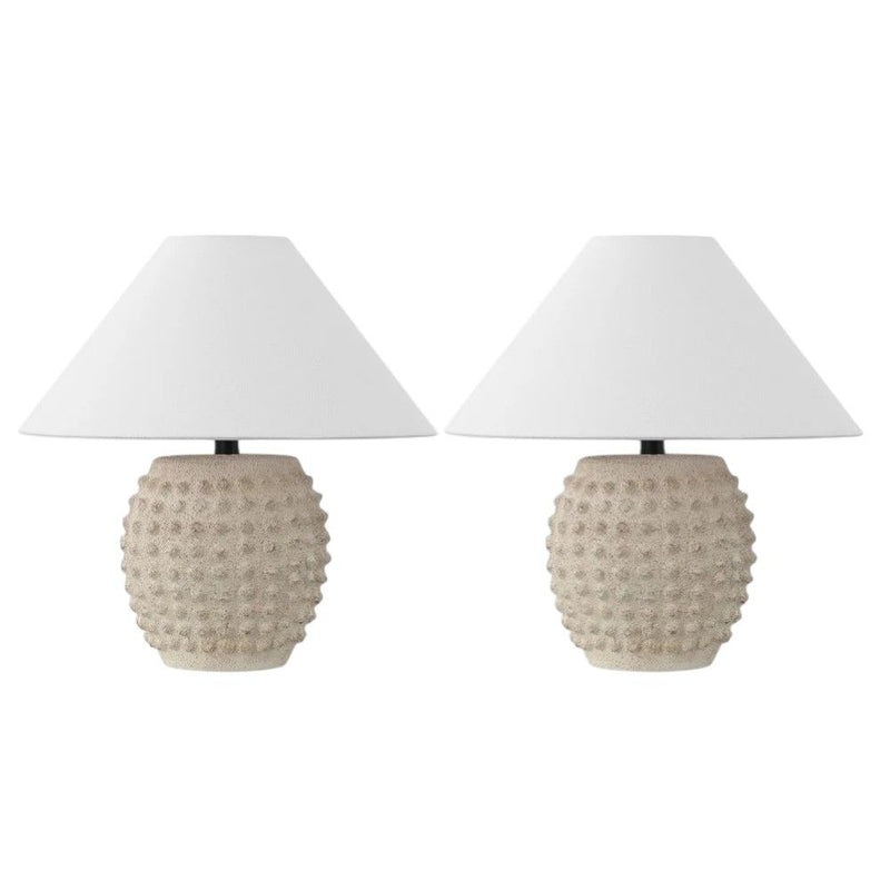 18" Novelty Table Lamps With Empire Shades (Set of 2) - Cream / Clear