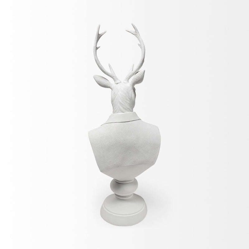 Poly Suited Deer Bust Tabletop Sculpture - White