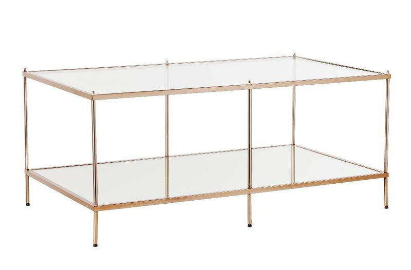 Glass And Metal Coffee Table - Clear / Gold