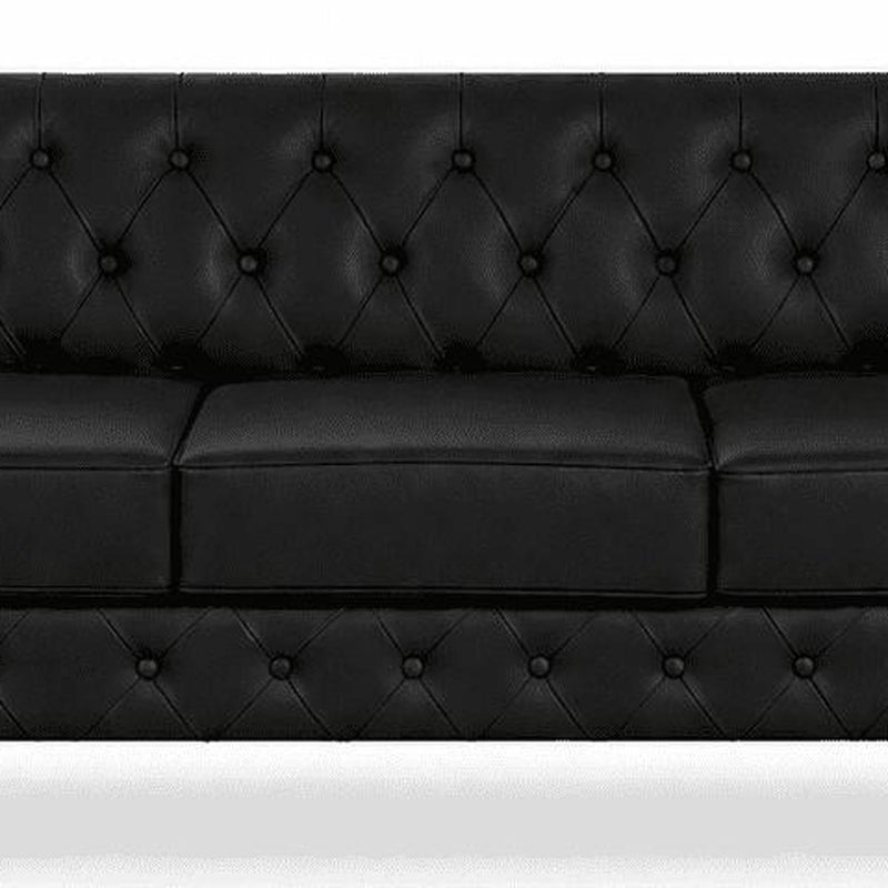 Faux Leather Sofa - Black