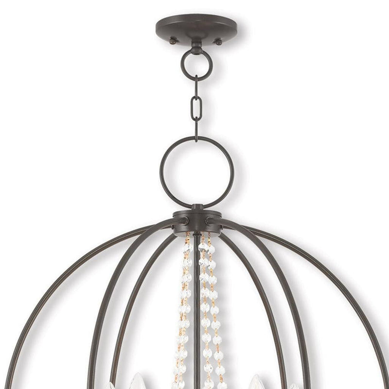 28" Five Light Dimmable Chandelier With Shades - Bronze