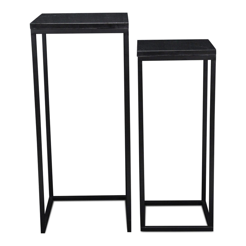 Marble Square Nested Tables (Set of 2) - Black