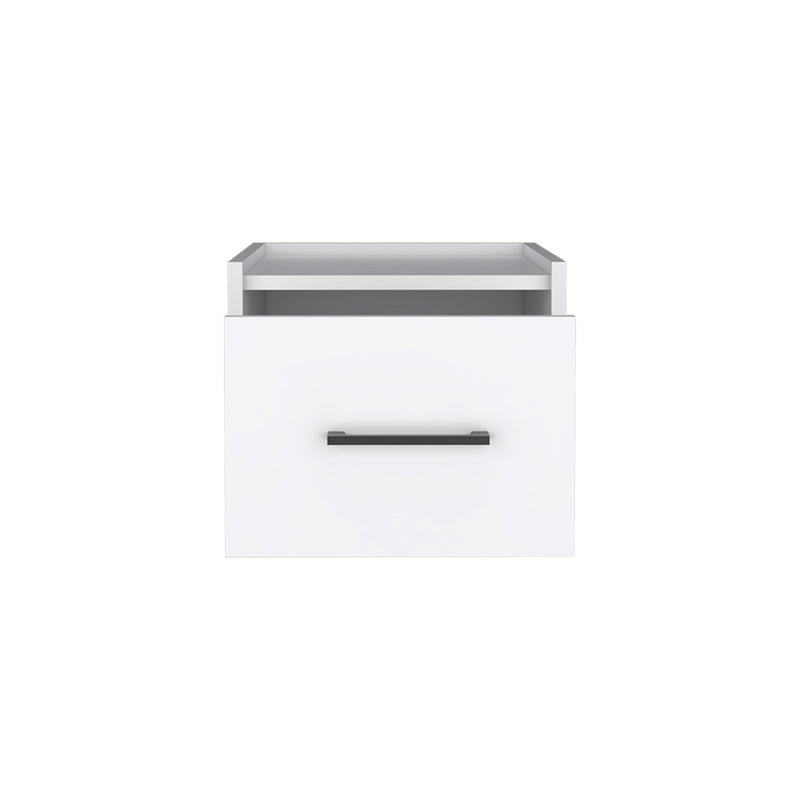 10" One Drawer Faux Wood Floating Nightstand - White