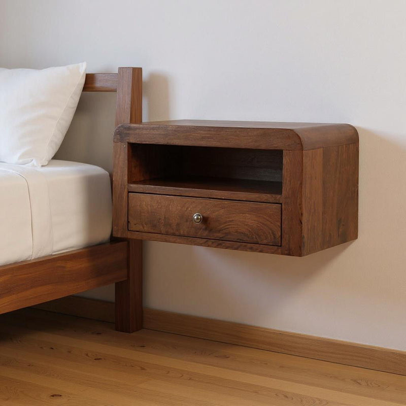 18" Wood One Drawer Floating Nightstand - Chestnut