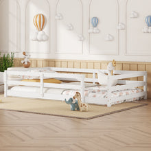 Load image into Gallery viewer, Twin Size Montessori Floor Bed With Fence - White
