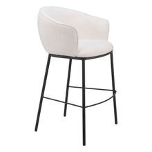 Load image into Gallery viewer, 30" Shearling And Steel Bar Height Bar Chair - Ivory / Black
