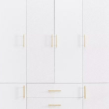 Load image into Gallery viewer, 74" Carved Geometric Six Door Three Drawer Combo Dresser - White
