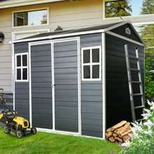 Load image into Gallery viewer, Resin Outdoor Storage Shed Waterproof Shed With Floor &amp; Two Windows &amp; Lockable Door, Tool Shed For Garden, Patio, Backyard

