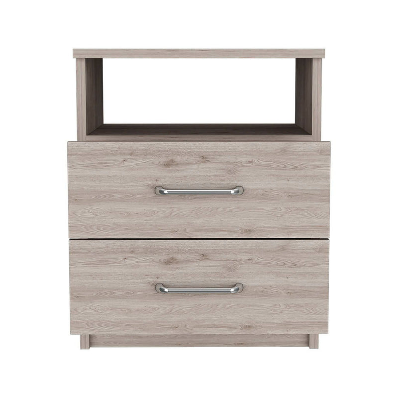 16" x 12.9" x 19.9" Two Drawer Faux Wood Nightstand - Gray