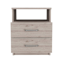 Load image into Gallery viewer, 16" x 12.9" x 19.9" Two Drawer Faux Wood Nightstand - Gray

