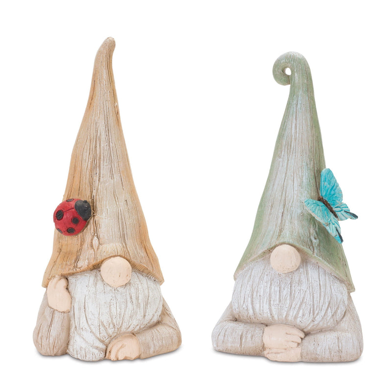 Gnome Tabletop Sculptures (Set of 2) - Green / Ivory / Light Brown