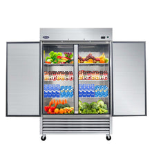 Load image into Gallery viewer, 54" Commercial Refrigerator 49 Cu.Ft With 2 Solid Door Reach-In Refrigerators Stainless Steel Etl Approved Upright Fridge Storage - Silver
