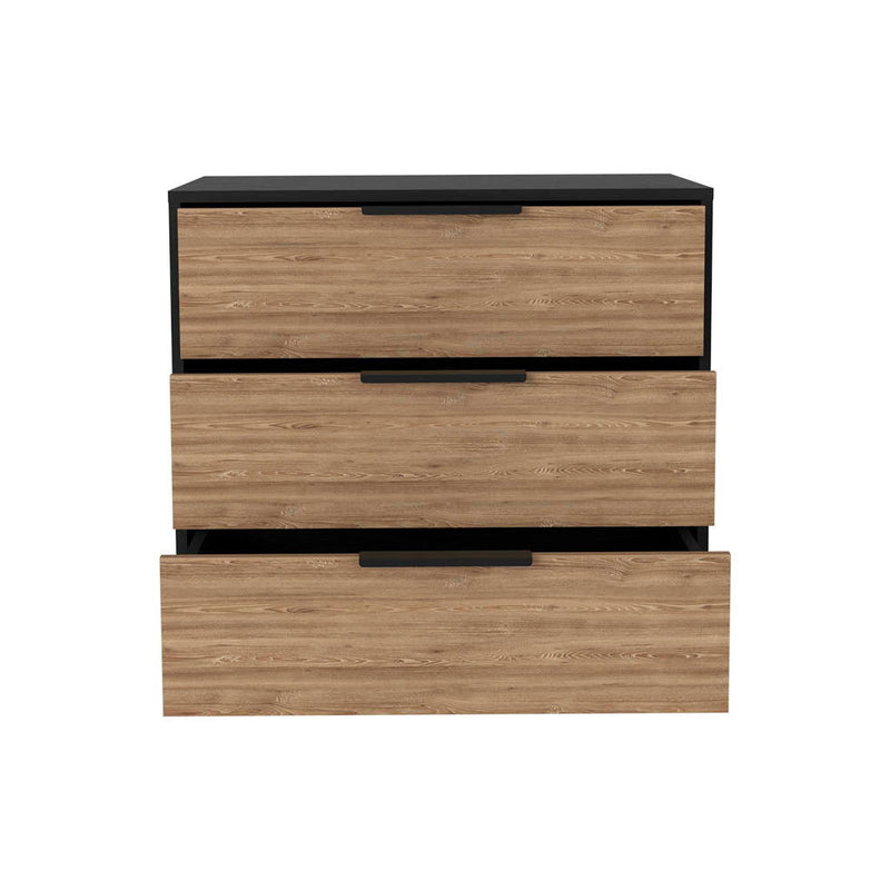 Three Drawer Dresser - Natural And Black