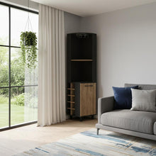 Load image into Gallery viewer, Wood Corner Bar Cabinet With Single Door - Black / Natural
