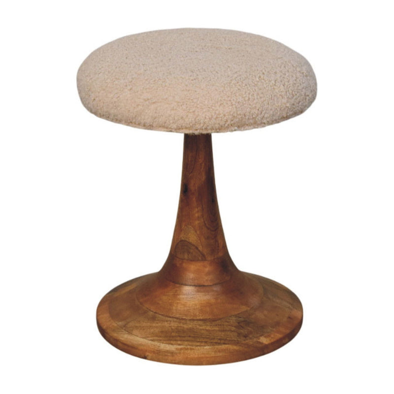 Boucle Round Footstool (723460) - Beige / Brown