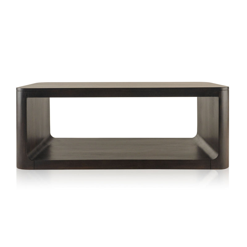48" Solid Wood Floor Shelf Coffee Table With Shelf - Brown