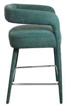 Load image into Gallery viewer, 25" Modern Metal And Fabric Low Back Counter Height Bar Chair - Teal Blue
