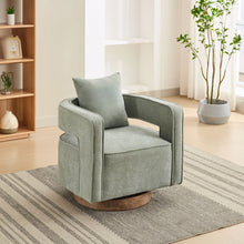 Load image into Gallery viewer, Swivel Accent Open Back Barrel Chair With Weathered Base
