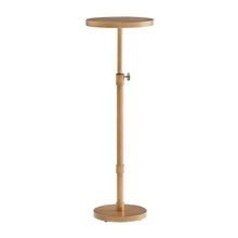 Load image into Gallery viewer, Morven - Adjustable Height Accent Table With Round Metal Top And Pedestal Base - Antique Brass
