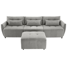 Load image into Gallery viewer, 113.3&quot; Convertible Sectional Sofa Couch 3-Seat L-Shaped Sofa with Movable Ottoman and  USB for Apartment, Living Room, Bedroom, Grey
