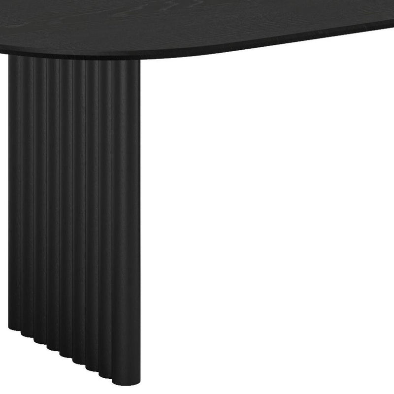 79" Solid Wood Mirrored Double Pedestal Base Oval Dining Table - Walnut