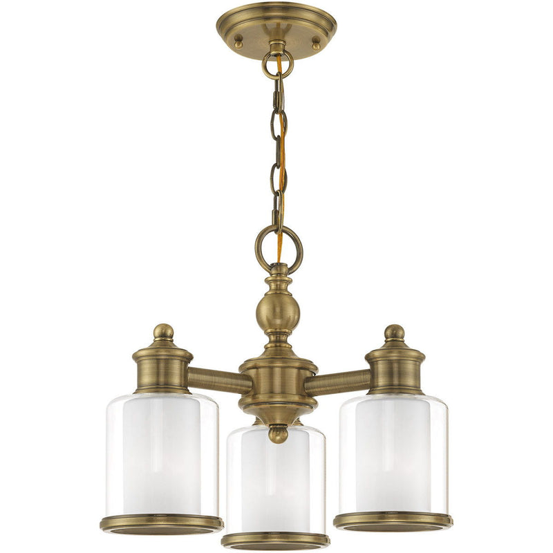 14'' Three Light Dimmable Chandelier With Shades - Antiqued Brass