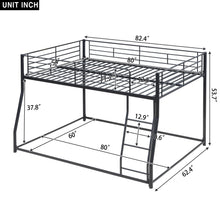 Load image into Gallery viewer, Metal Floor Bunk Bed, Full XL over Queen, Black
