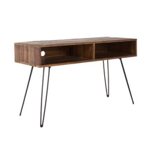 Load image into Gallery viewer, 48" Metal And Reclaimed Wood Open Shelving TV Stand - Black And Brown

