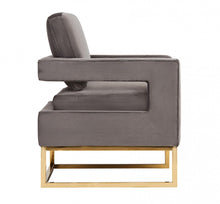 Load image into Gallery viewer, 34" Velvet Arm Chair - Gray And Gold
