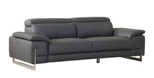 Load image into Gallery viewer, Italian Leather Sofa &amp; Silver Legs - Dark Gray
