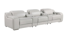 Load image into Gallery viewer, 129" Italian Leather Reclining USB Sofa - Light Gray
