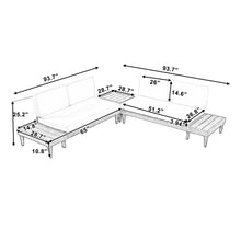 Load image into Gallery viewer, TOPMAX Outdoor 3-Piece Patio Furniture Set Solid Wood Sectional Sofa Set with Coffee Table Conversation Set with Side Table and Cushions, Grey+Beige
