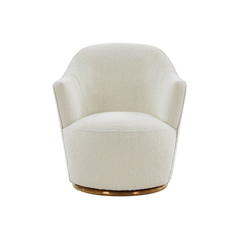Stylish Sherpa Metal Swivel Chair - White And Gold