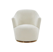Load image into Gallery viewer, Stylish Sherpa Metal Swivel Chair - White And Gold
