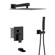 Load image into Gallery viewer, Wall Mounted Square Shower System With Waterfall Tub Spout And 12" Shower Head - Oil-Rubbed Bronze
