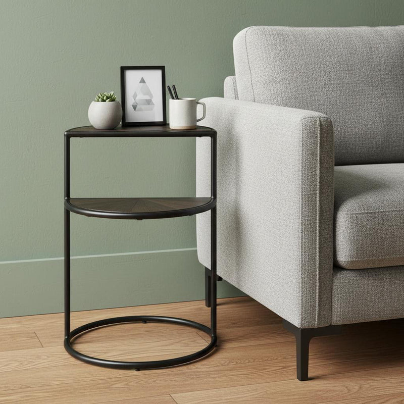 Solid Wood Metal Tray Table (605378) - Espresso / Black