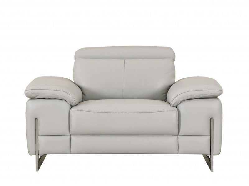 Tasteful Leather Chair - Light Gray