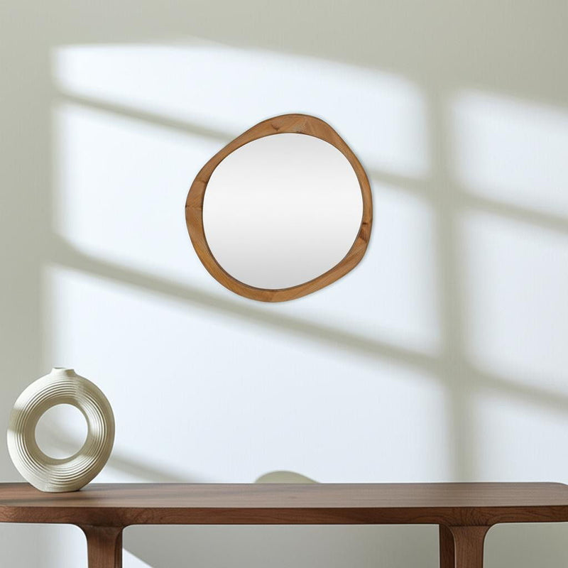 32" Abstract Framed Accent Mirror - Brown