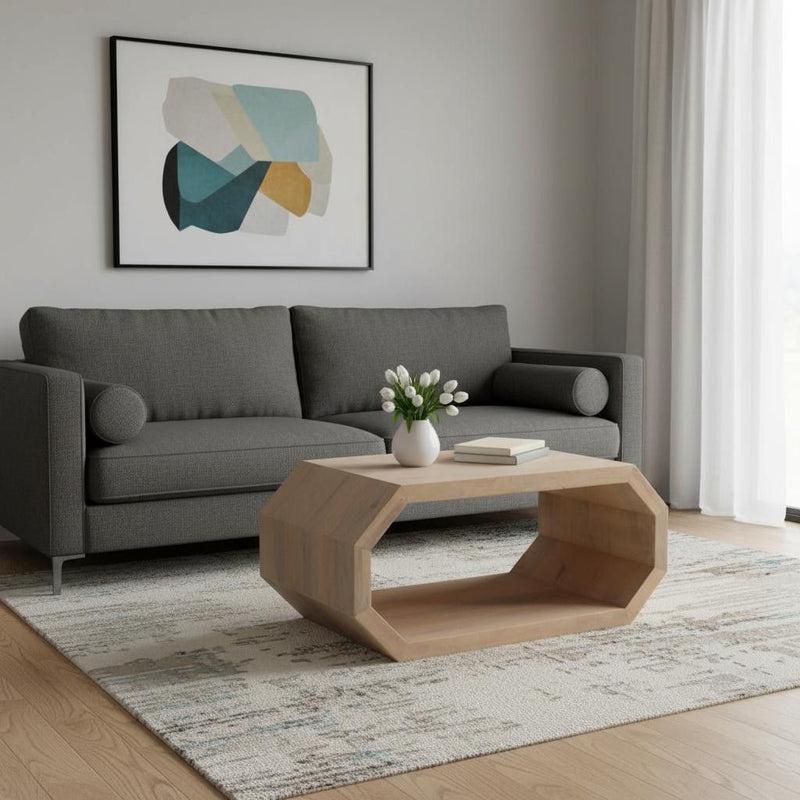 Solid Wood Floor Shelf Coffee Table With Shelf - Natural
