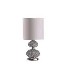 Load image into Gallery viewer, Faux Crystal Double Orb Table Lamp With White Classic Drum Shade - Chrome
