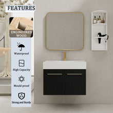 Load image into Gallery viewer, Modern Wall Mounted Bathroom Vanity With Thick Edge Resin Sink And Storage Rack
