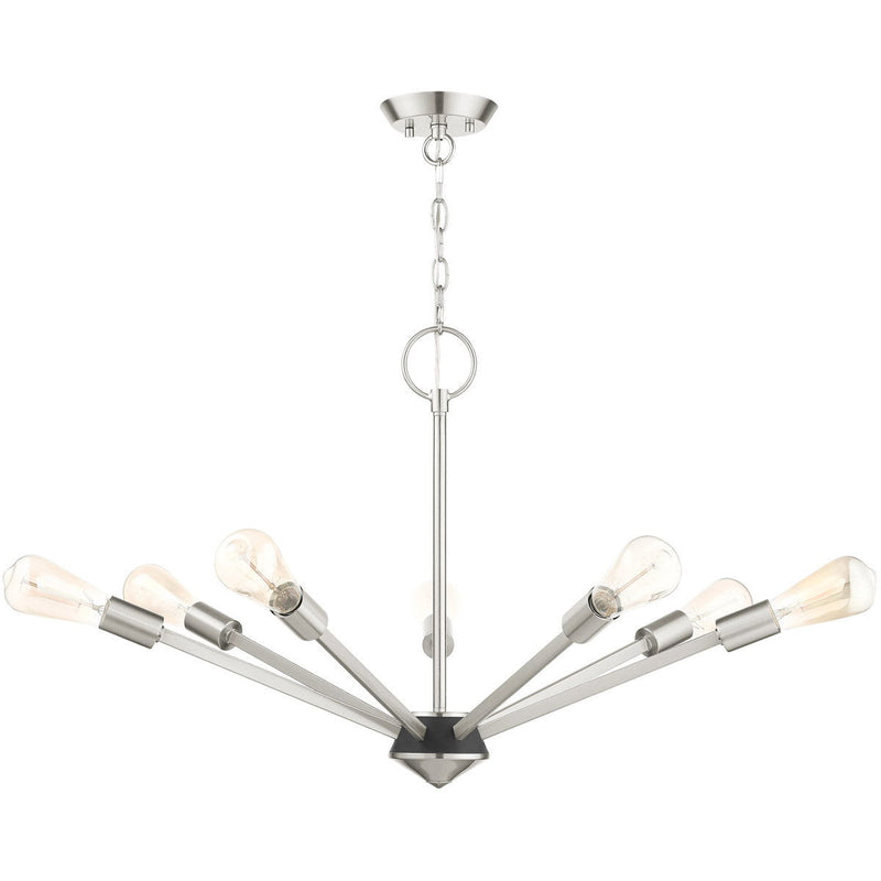 20'' Seven Light Dimmable Chandelier With Shades - Nickel