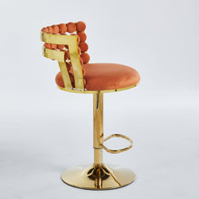 Load image into Gallery viewer, Modern Bar Chair With Iron Tube Legs, Soft Cushions And Comfortable Backrest, Suitable For Dining Room, Living Room, Cafe, Hairball Back, Bar Stool
