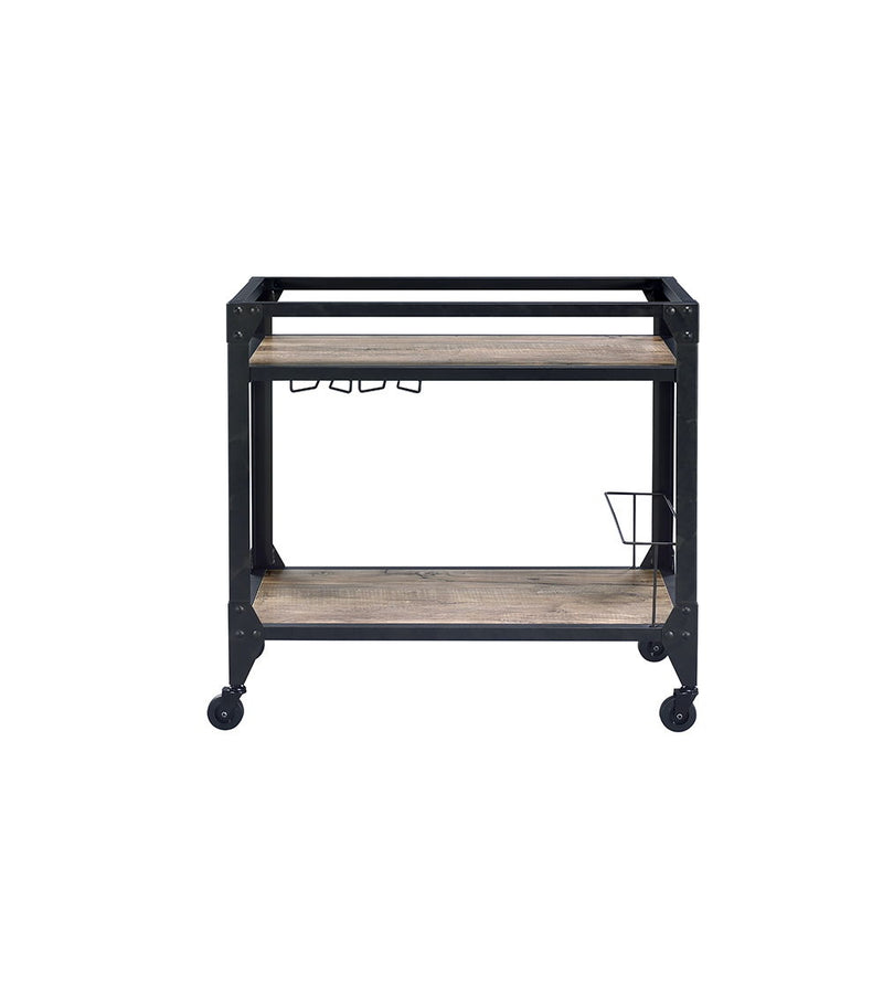 32" Rolling Table With Storage - Black / Natural