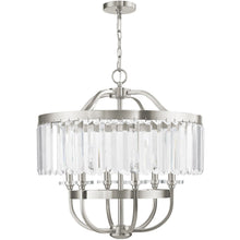 Load image into Gallery viewer, 25" Six Light Metal Dimmable Chandelier With Shades - Nickel / Clear
