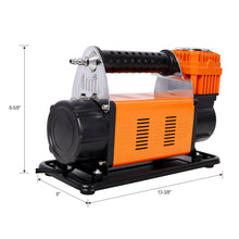 Load image into Gallery viewer, Heavy Duty 12V Air Compressor, Tire Inflator With Pressure Gauge, Compact Size - Black / Orange
